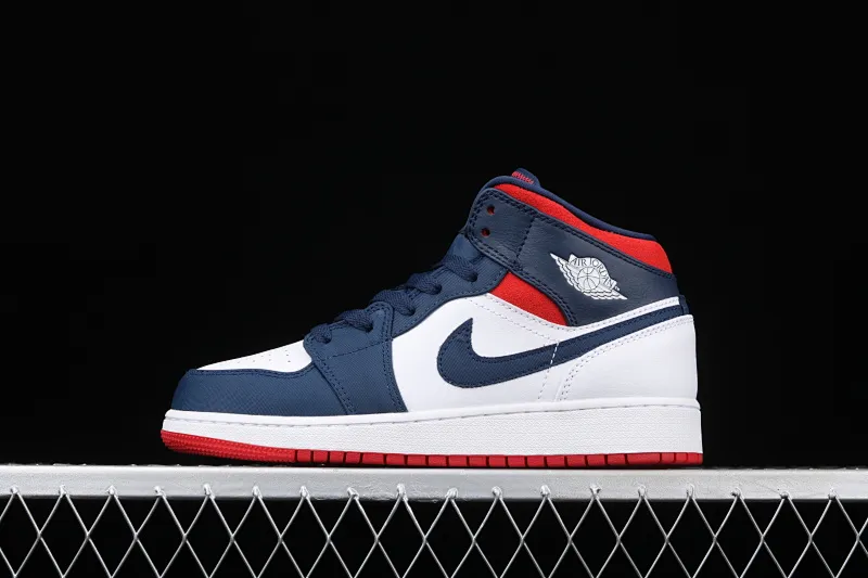 All categories Air Jordan Jordan series basketball shoes Air Jordan 1 Mid G version pure original Air Jordan 1 Mid GS AJ1 Joe 1 Captain America China basketball shoes BQ6931-104
